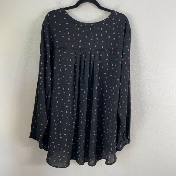 Pleione Womens Plus 3X Blouse Polka Dot Long Sleeve Tunic Top Pleated Back - Picture 9 of 10